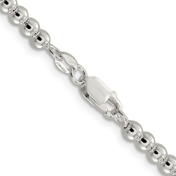 Kazi Luxury Sterling Silver 4mm Beads on Box Chain